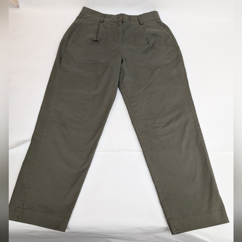 Express Forest green ankle high rise pleated cropped trousers khaki [278]